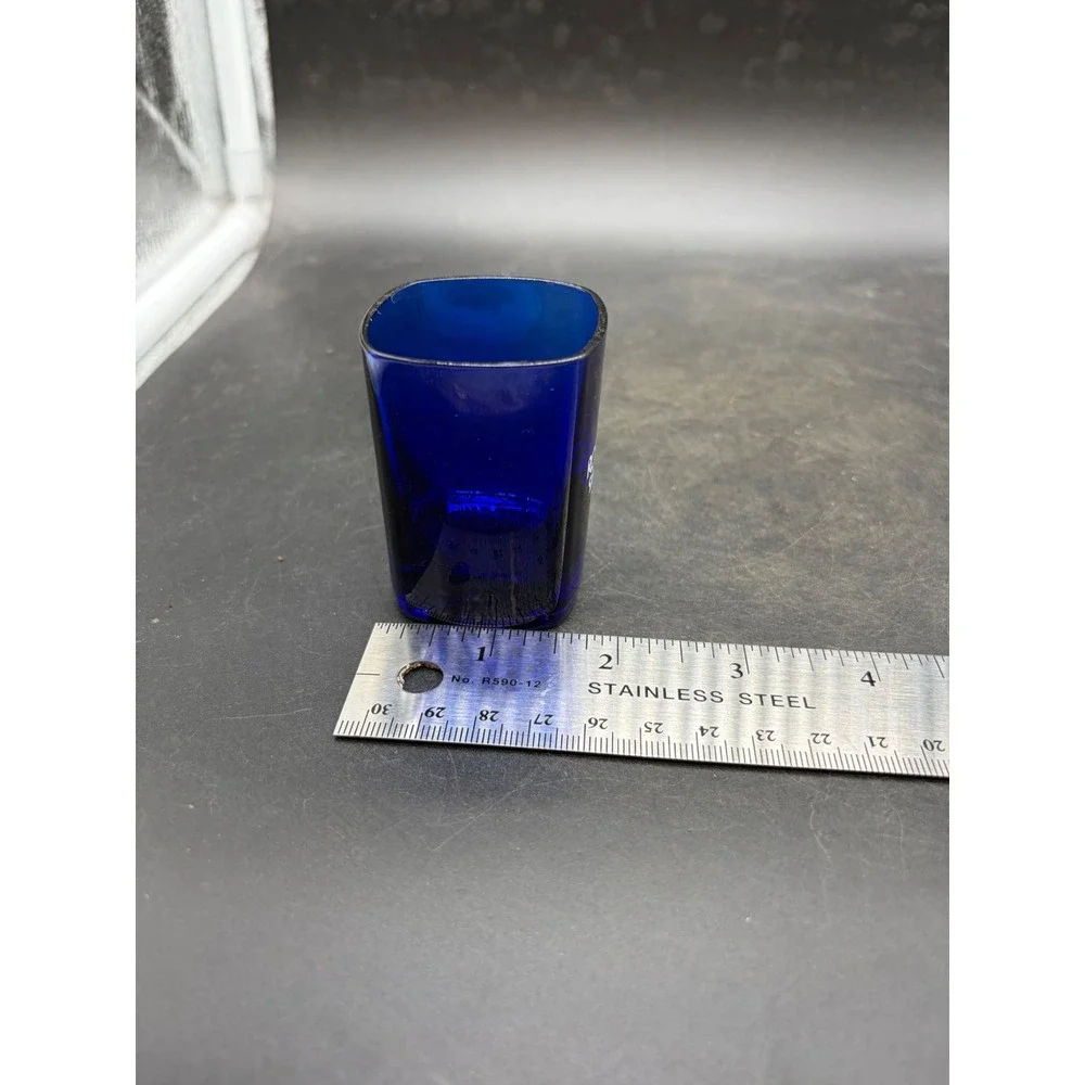 Romana Sambuca Cobalt Blue Glass Shot Glass Square Base Barware Collectible